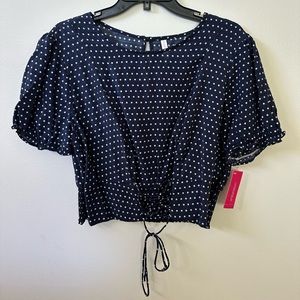 New Xhilaration top. Blue with white dots. Size XL